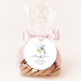 Pegatina Redonda Perlas de flores silvestres Prosecco Gracias Ducha