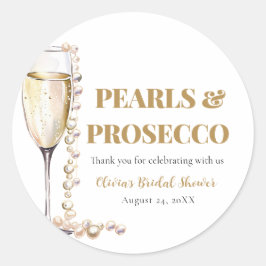 Pegatina Redonda Perlas doradas elegantes y despedida de soltera co