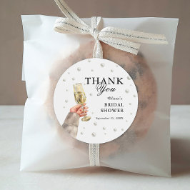 Pegatina Redonda Perlas elegantes y brunch de ducha de novia Prosec