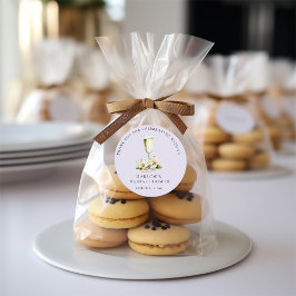 Pegatina Redonda Perlas elegantes y ducha de novia del Prosecco