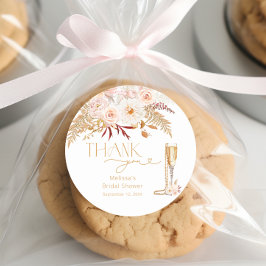 Pegatina Redonda Perlas Elegantes y Favor Floral de Prosecco Nupcia