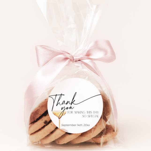 Pegatina Redonda Perlas y ducha de marea Prosecco Gracias (Subido por el creador)