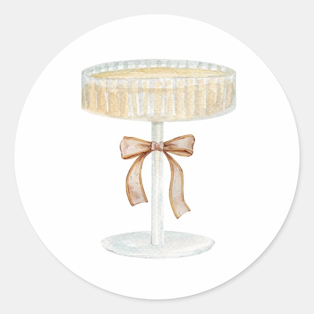 Pegatina Redonda Perlas y Prosecco despedida de soltera amor  (Anverso)