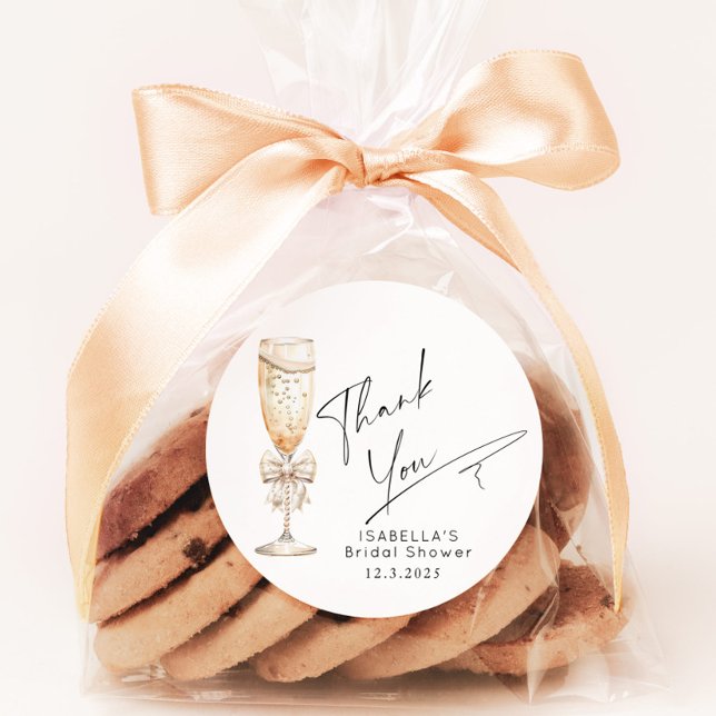 Pegatina Redonda Perlas y Prosecco Despedida de Soltera Gracias (Subido por el creador)