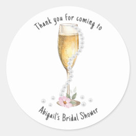 Pegatina Redonda Perlas y Prosecco Despedida de Soltera Gracias