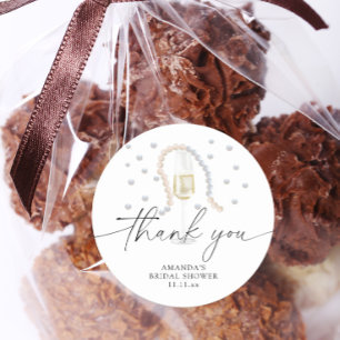 Pegatina Redonda Perlas y Prosecco - gracias por la despedida de so