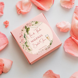 Pegatina Redonda Perlas y prosecco para despedida de soltera elegan