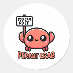 Pegatina Redonda ¡Permitan el cangrejo! Personalizado Cute Crab Pun
