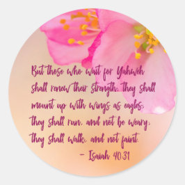 Pegatina Redonda Pero Aquellos Que Esperan Al Cristiano Floral Insp