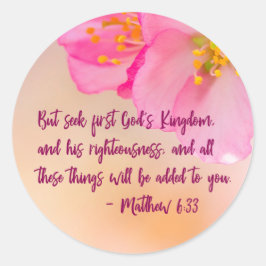Pegatina Redonda Pero busca primero dioses reino de floral cristian