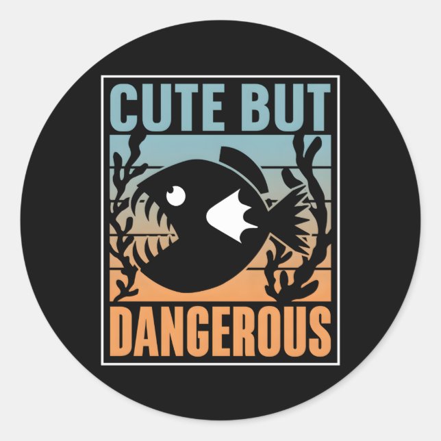 Pegatina Redonda Pero Piranha Piranha Piranhas Fish (Anverso)