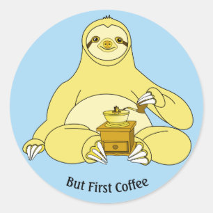 Pegatina Redonda Pero primer café