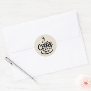 Pegatina Redonda Pero Primero Café Tipografía Moderna y Elegante
