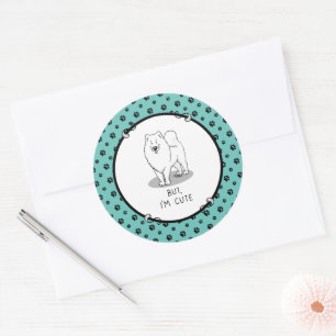 Pegatina Redonda Pero soy un buen Samoyed Perro Funny Sammie