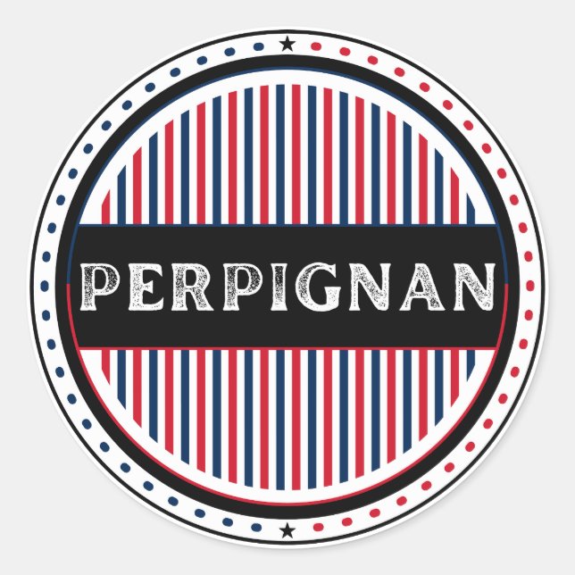 Pegatina Redonda Perpignan City Pride Emblem – French Identity (Anverso)