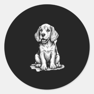 Pegatina Redonda Perrito beagle adorable, familia amante de los ani