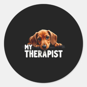 Pegatina Redonda Perrito wiener divertido Mi perro dachshund theras