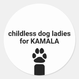 Pegatina Redonda Perritos sin hijos damas de Kamala diversión perro
