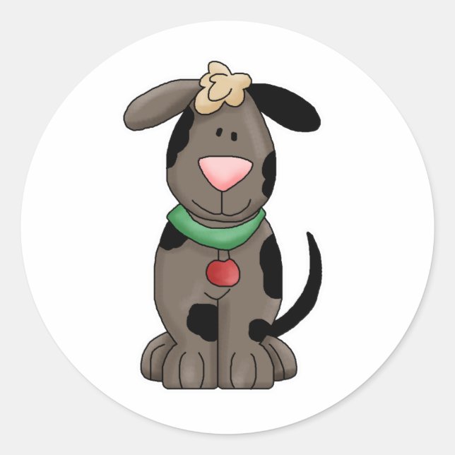 Pegatina Redonda perro (Anverso)