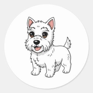 Pegatina Redonda Perro adorable West Highland White Terrier
