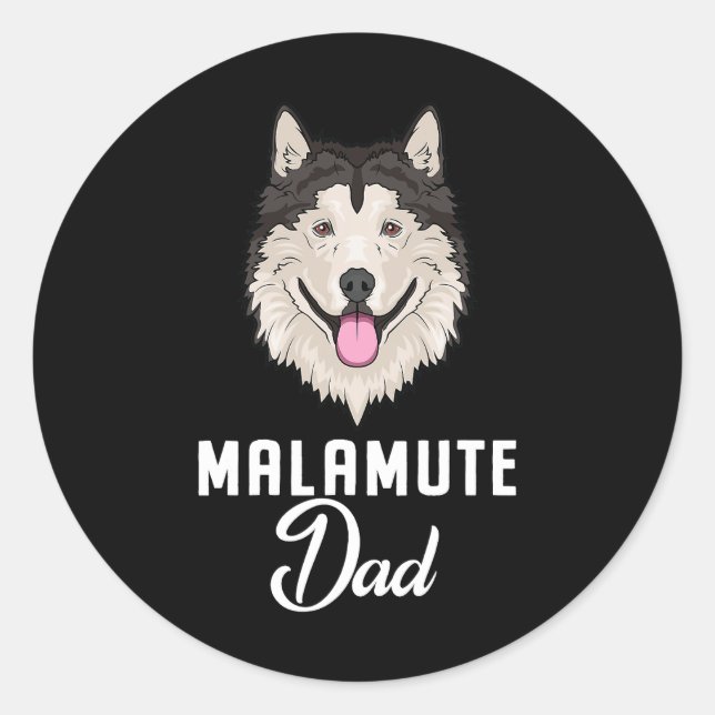 Pegatina Redonda Perro Alaskan Malamute Perro 3 (Anverso)