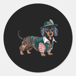 Pegatina Redonda Perro alemán Dachshund Bavarian Weiner Sausage _3