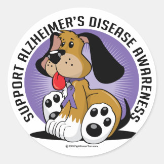 Pegatina Redonda Perro Alzheimers