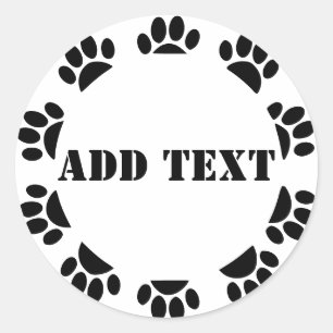 Pegatina Redonda Perro Ama El Marco Redondo Con Texto Personalizado