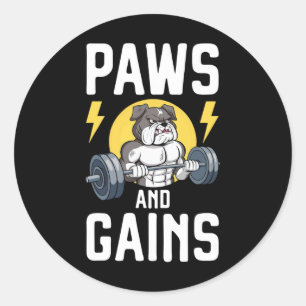 Pegatina Redonda Perro Amante Bodybuilder Ropa De Gimnasio Fitness 