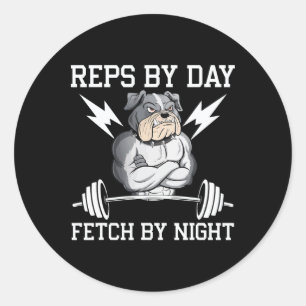 Pegatina Redonda Perro Amante Bodybuilder Ropa De Gimnasio Fitness 