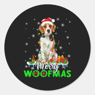 Pegatina Redonda Perro Beagle Alegre Woofmas Luces Divertidas de Na