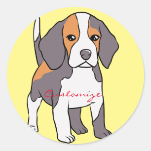 Pegatina Redonda Perro Beagle Cute Rama Thunder_Cove