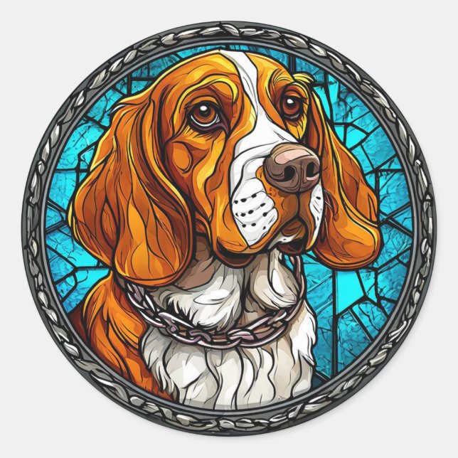 Pegatina Redonda Perro Beagle lindo (Anverso)