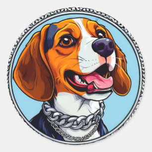 Pegatina Redonda Perro beagle lindo