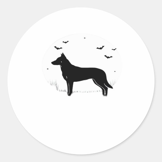 Pegatina Redonda Perro Beauceron - Halloween Moon Silhouette Classi (Anverso)