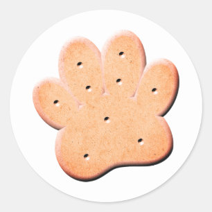 Pegatina Redonda Perro Biscuit Pawprint Art