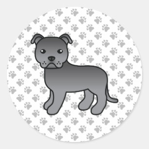 Pegatina Redonda Perro Blue English Staffordshire Bull Terrier
