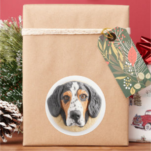 Pegatina Redonda Perro Bluetick Coonhound Inspirado en 3D