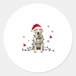 Pegatina Redonda Perro Boxer Blanco Jersey Feo De Navidad Divertido