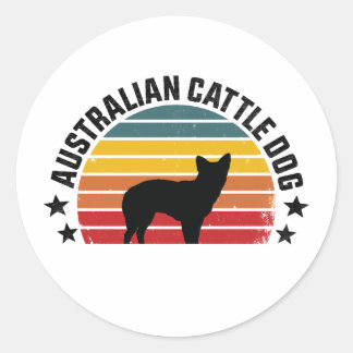 Pegatina Redonda perro boyero australiano, perro heeler rojo