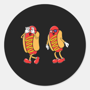 Pegatina Redonda Perro Caliente Griddy Dance Hotdog 4 De Julio Niño