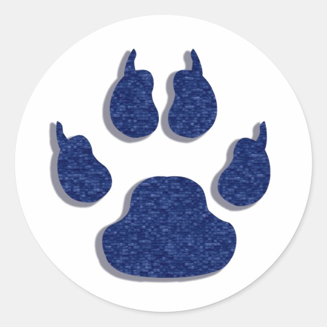 Pegatina Redonda Perro Canine Paw Imprimir Pegatinas Azules (Anverso)