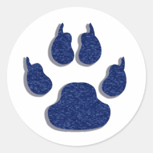 Pegatina Redonda Perro Canine Paw Imprimir Pegatinas Azules