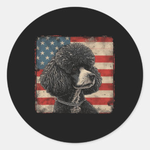 Pegatina Redonda Perro canino canino americano Día de la Independen
