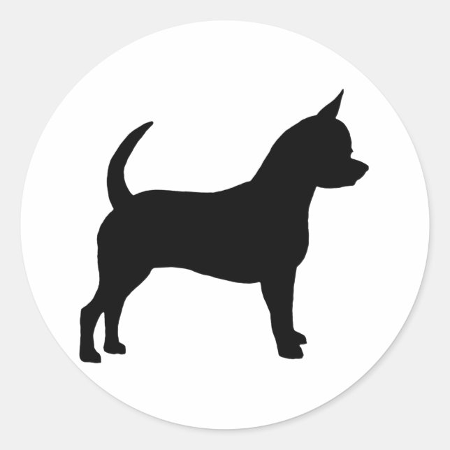 Pegatina Redonda Perro Chihuahua (Anverso)