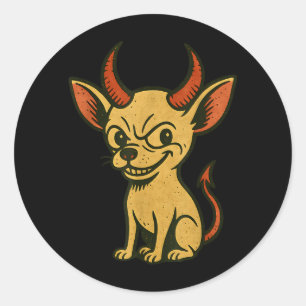 Pegatina Redonda Perro Chihuahua divertido de Halloween