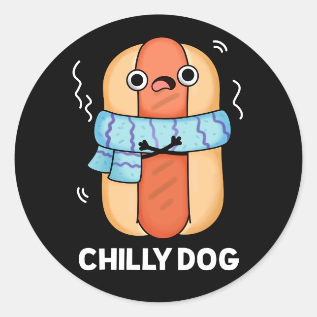 Pegatina Redonda Perro Chileno Gracioso Chili Perro Caliente Pun Os (Anverso)