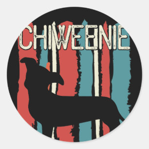 Pegatina Redonda Perro Chiweenie Retro Vintage