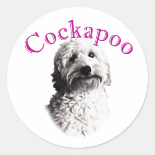 Pegatina Redonda Perro Cockapoo