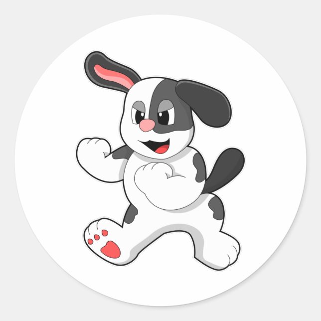 Pegatina Redonda Perro como luchador (Anverso)